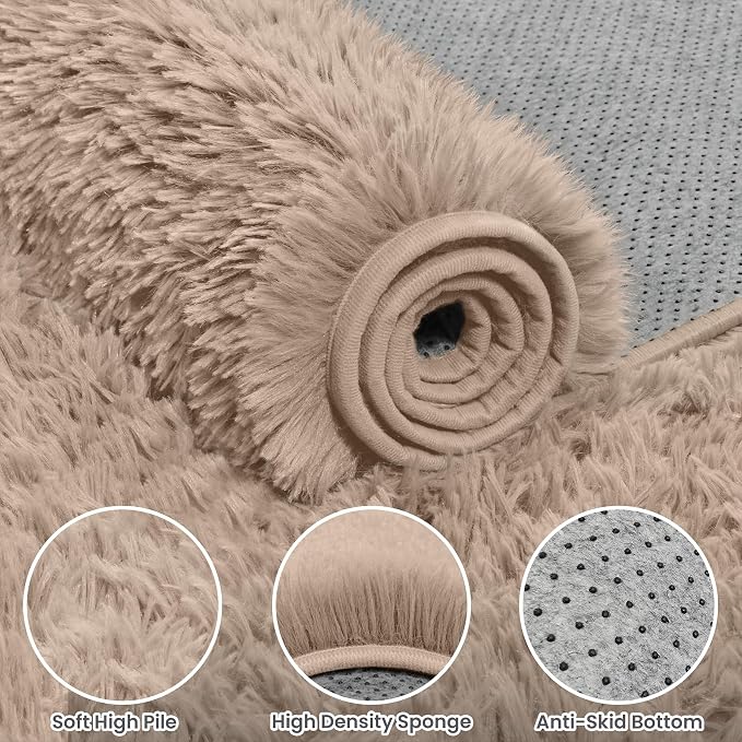 5x7 Area Rug for Living Room, Ultra Soft Fluffy Shag Rugs for Bedroom, Non-Slip - Image 6