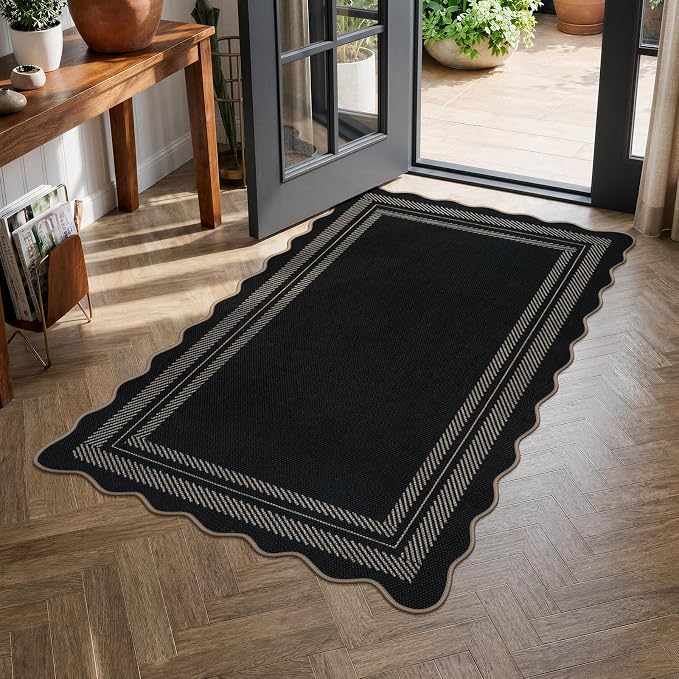 LIVEBOX Scalloped Washable 3x5 Outdoor Rug, Indoor Non Slip Patio Rugs - Image 9