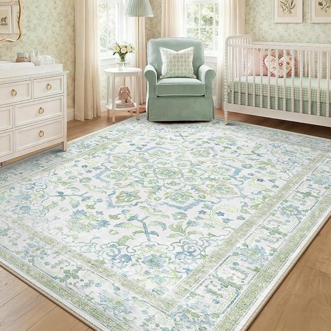 CAPALOCA Machine Washable Rugs Nursery Rug 8x10 Cute Girl Non Slip Low Pile - Image 3