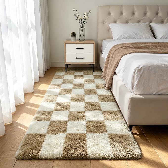 Shag Runner Rug for Bedroom Living Room 3x7 Upgrade Non-Slip Fluffy Soft by Boshengya