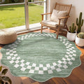 GarveeHome Scalloped Round Rug 4ft Modern Solid Color Circle Rugs Non Slip Low by GarveeHome