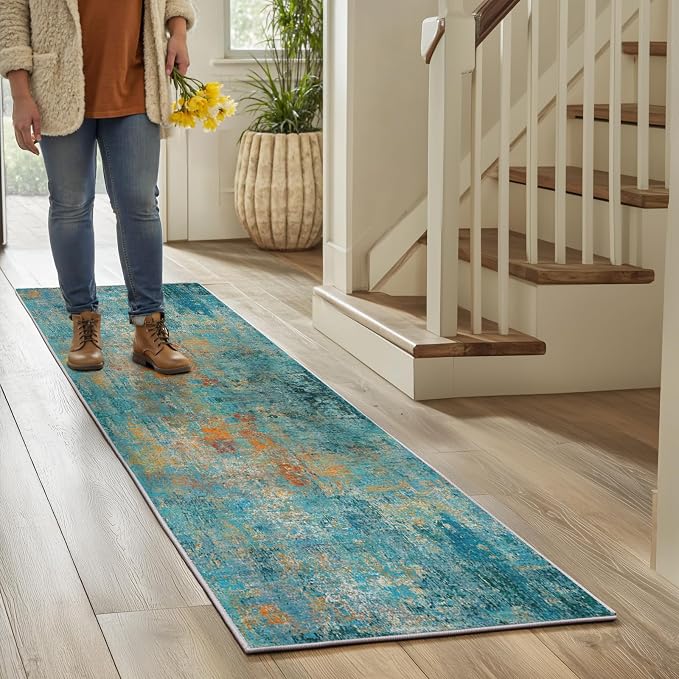 RELEANY Washable Area Rugs 2'x6' Non-Slip Modern Abstract Soft - Image 6