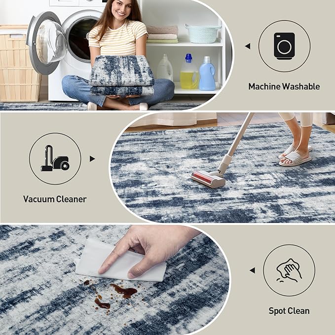 8x10 Area Rugs Washable Rug: Modern Abstract Living Room Rug Soft Anti-Skid - Image 4