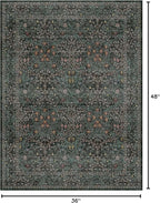 Dark Green Washable Entry Rug, 3x4 Rugs - Image 2