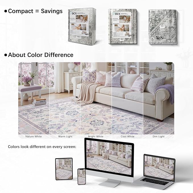 DCX Purple Floral 8x10 Area Rugs - Image 5