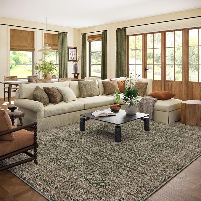 Machine Washable Rugs for Living Room: 8x10 Area Rugs Boho Vintage Rugs Stain by palohom