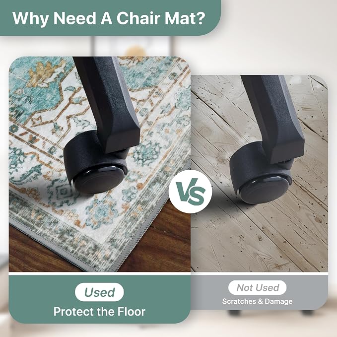 36"x60" Office Chair Mat for Hardwood Tile Floor, Under Desk Carpet Protector - Image 4