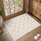 GarveeHome Beige Checkered Rug 2x3 Washable Rug Non-Slip by GarveeHome