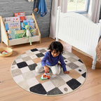 jinchan Macy 5ft Round Rug for Kids Room Black and White Modern Colorful - Image 3