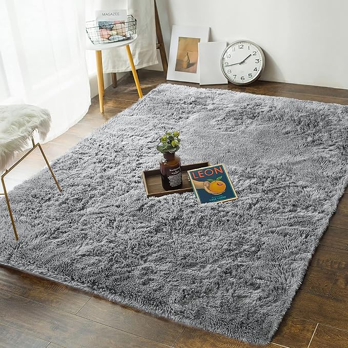 Andecor Soft Fluffy Bedroom Rugs, 4 x 6 Feet Indoor Shaggy Plush Area Rug by Andecor