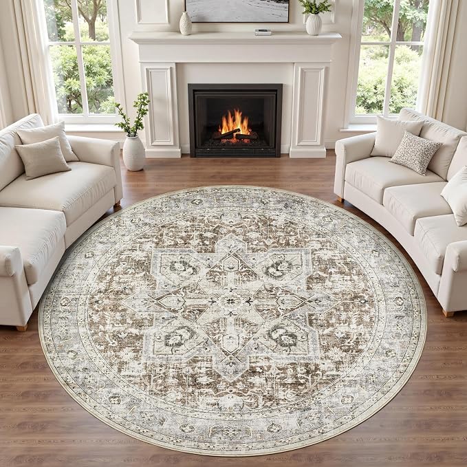 Tortania 5' Round Area Rug Living Room Rugs - Image 9