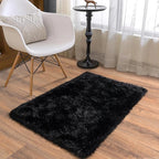 Soft Runner Rugs for Bedroom Hallways, 2x3 Black Fluffy Shag Throw Area Rug Non - Image 2