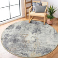 Lahome Modern Abstract Round Rug - 5Ft Grey Living Room Rugs Washable 5x5 by Lahome