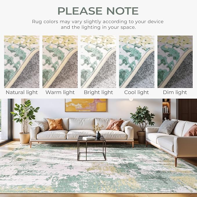 5x7 Area Rugs, Neutral Machine Washable Rugs - Image 3