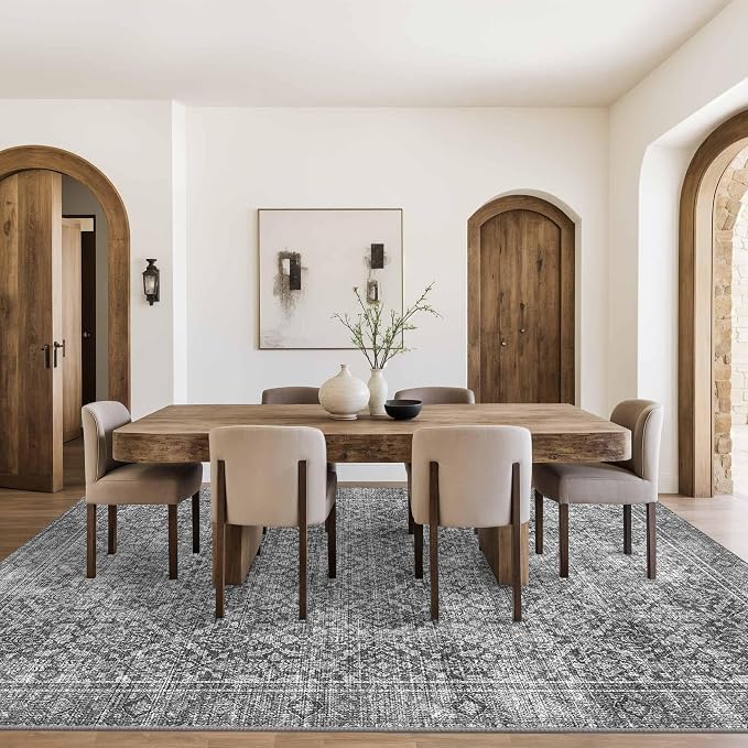 Latte&Fog 8x10 Area Rugs for Living Room, Large Vintage Grey Washable Rug - Image 5