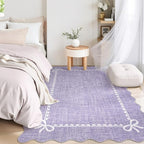 GarveeHome Scalloped Bow Rug for Living Room, Solid Purple Rug for Dorm - Image 2