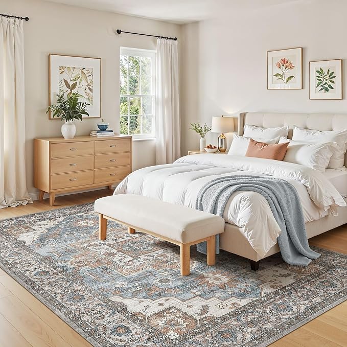10x12 Area Rugs Living Room: Washable Vintage Rug Large Non-Slip Stain - Image 3