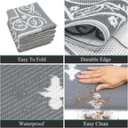 Pauwer Waterproof Outdoor Rug 9x12, Reversible Plastic Straw Patio Camping Rug - Image 4