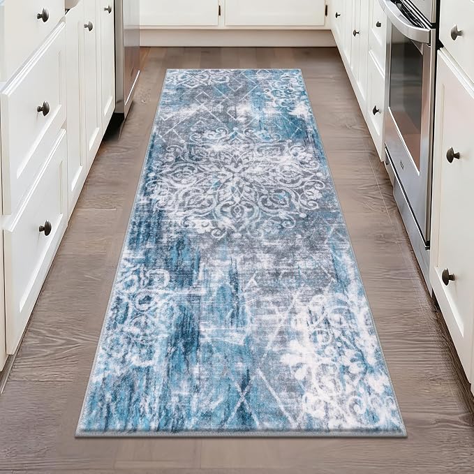 HEBE Washable Hallway Runner Rug 2'x 5' Non Slip Kitchen Rugs Runner, Low Pile by HEBE