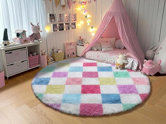 KICMOR Pink Rainbow Round Rugs 5ft - Image 5