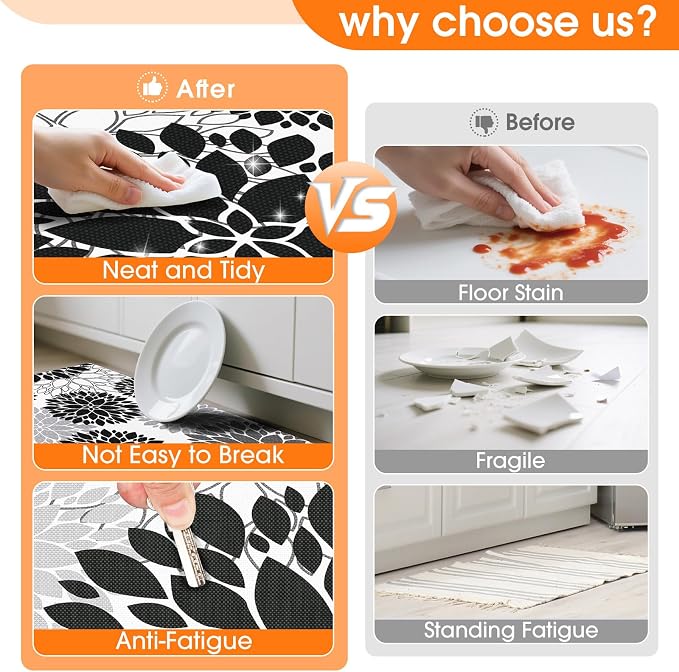 StepLively Kitchen Mats for Floor 2PCS, 0.47" Anti Fatigue Mats for Kitchen - Image 5