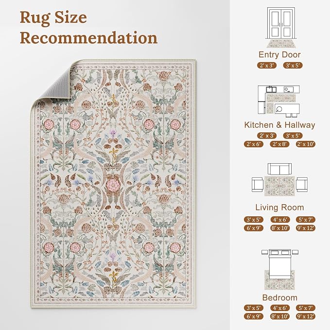 AMTOVO 2x6 Runner Rug for Hallway, Washable Non-Slip Long Kitchen Carpet - Image 9