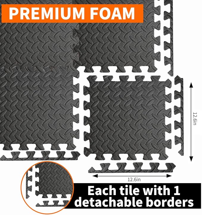 Gym Flooring for Home Gym, 12.6"x12.6"x0.4" EVA Exercise Mats, Puzzle Floor Mat - Image 3