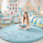 Amdrebio Light Blue Round Circle Area Rug 6Ft - Image 7