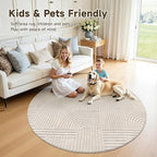 Pauwer 6ft Washable Area Rugs for Living Room Modern Beige Solid Color Soft - Image 6