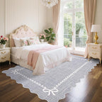 GarveeHome Scalloped Bow Rug for Living Room, Solid Grey Rug for Dorm, Washable - Image 2