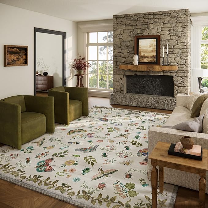 Washable Area Rugs for Living Room: 9x12 Bedroom Rug Vintage Large Rugs Stain by palohom