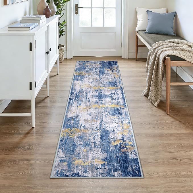 RELEANY Washable Area Rugs 2x7 Non-Slip Modern Abstract Soft - Image 2