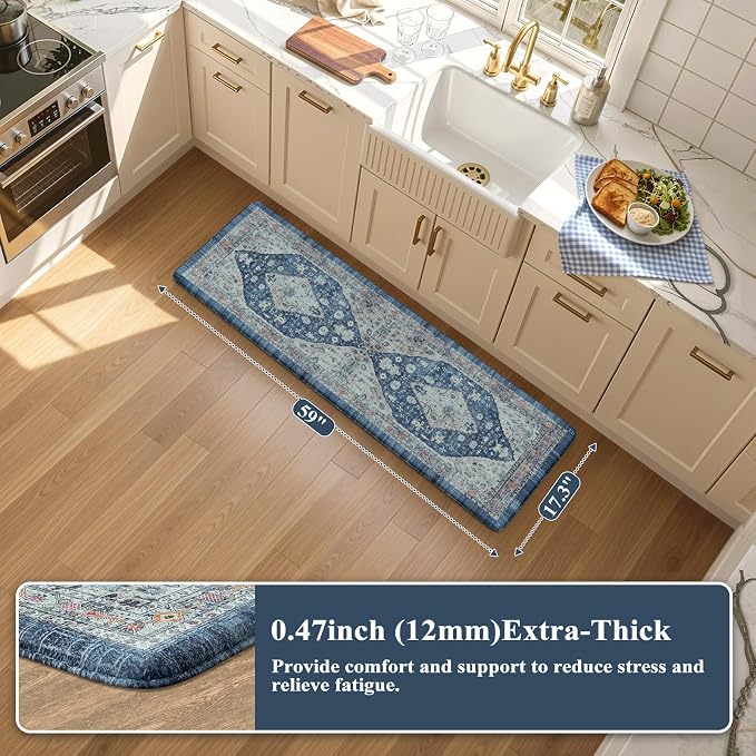 Collive Boho Kitchen Floor Mats, Cushioned Anti Fatigue Kitchen Runner Rugs - Image 2