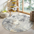 Lahome Modern Abstract Round Rug - 4Ft Grey Small Bathroom Rug Indoor 4x4 by Lahome