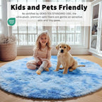 ONASAR Tie-Dye Blue Round Area Rug 4ft, Soft Bedroom Circle Rugs Floor Mats - Image 5
