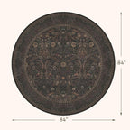 7ft Round Rug for Living Room, Moody Farmhouse Floral Circle Area Rug, Washable - Image 2