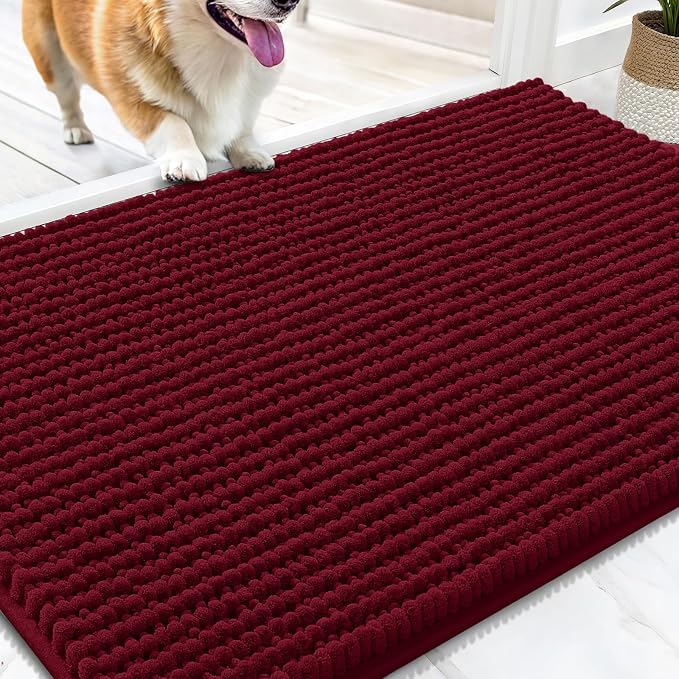 OLANLY Dog Door Mat for Muddy Paws 30x20, Ultra Absorbent Chenille Mud Doormat by OLANLY