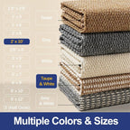Faux Jute Hallway Runner Rug 2'x10', Washable & Non-Slip, Taupe & White | 0.27" - Image 7