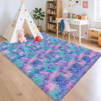 Soft Fluffy Purple Rainbow Rug for Bedroom Kids 6x9 Mermaid Stitch Rugs for - Image 2