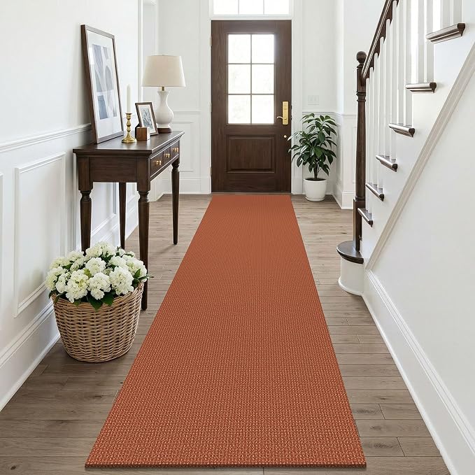 KOZYFLY Orange Runners Rugs for Hallway 2.5'x10', Washable Runner Rug, Woven by KOZYFLY