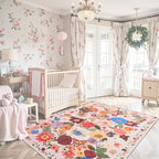 Blush Floral Machine Washable Rug, 3x5 Rug Non Slip Soft Bedroom Rugs - Image 5