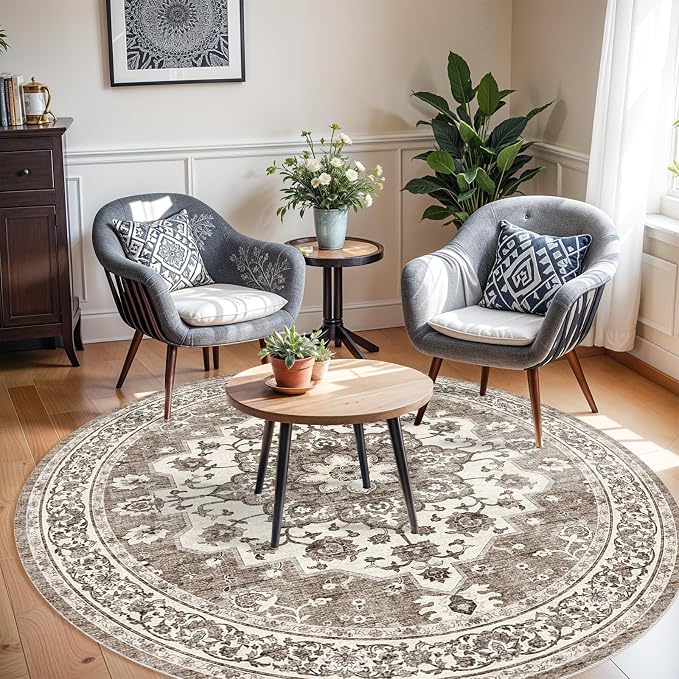 TOPRUUG Washable Oriental Area Rug - 3ft Round Rugs - Image 2