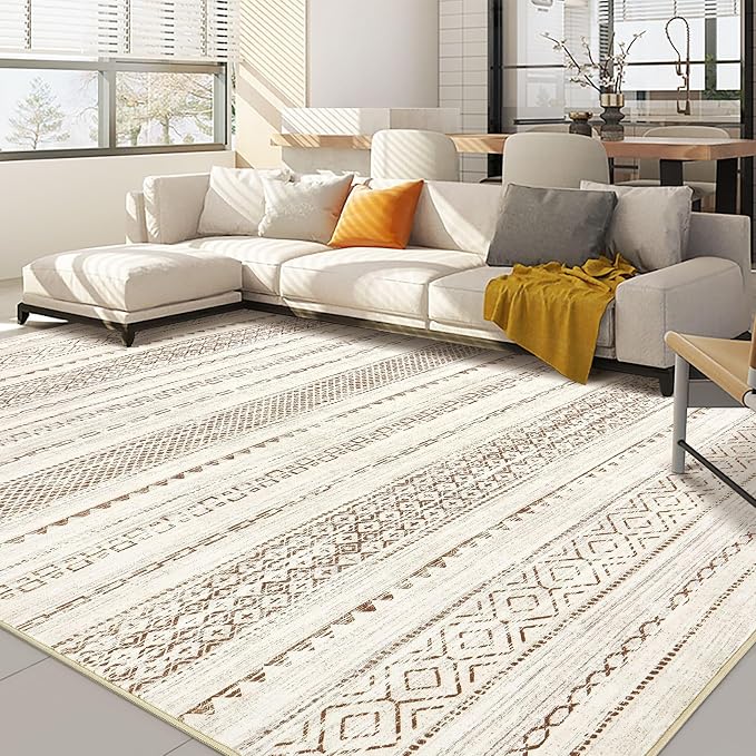 Nakagishi 7x9 Area Rug Living Room: Washable Boho Large Neutral Modern Soft by NakagishiAreaRug