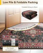 RELEANY Area Rugs Small 2'6"x4' Washable Non-Slip, Floral Vintage Distress - Image 5