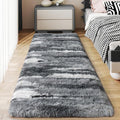Soft Runner Rugs for Bedroom Hallways, 2x6 Abstract Grey Fluffy Shag Throw Area by Ailyei