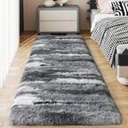 Soft Runner Rugs for Bedroom Hallways, 2x6 Abstract Grey Fluffy Shag Throw Area by Ailyei