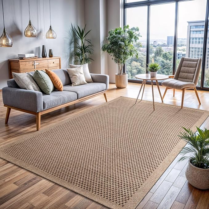 CAMILSON Easy Jute Rug 10x14, Indoor Outdoor Natural Color Fiber Area Rugs - Image 8