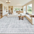 Area Rugs 9x12 Living Room: Vintage Boho Neutral Washable Rug Indoor Soft Large - Image 8