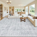 10x14 Area Rug for Living Room: Vintage Boho Neutral Washable Rug Indoor Soft by Luxturiy