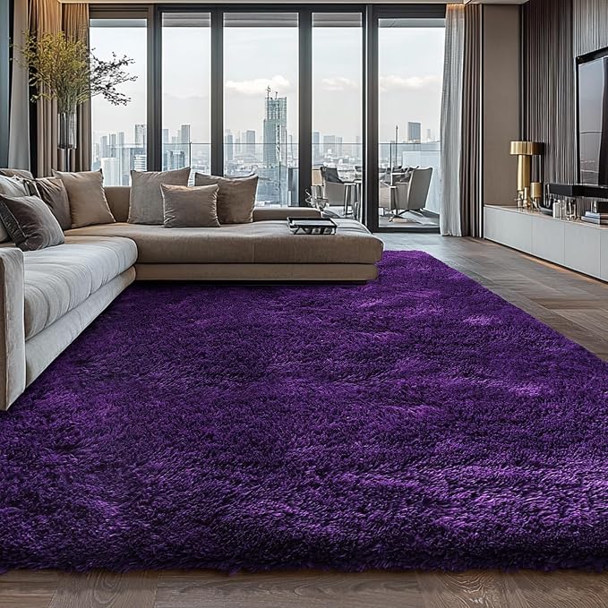 Shag Area Rugs for Bedroom Living Room, 4X6 Ultra Soft Purple Fluffy Area Rugs - Image 4